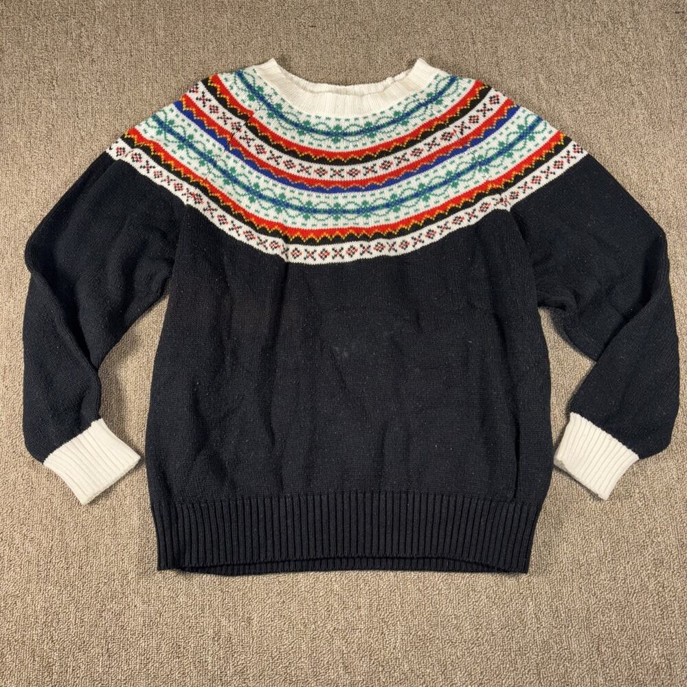 Mainframe 1980s Women’s Sweater Knit Colorful Black Medium 20x25